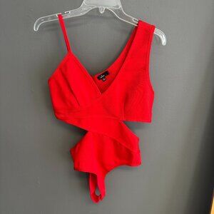Lulus Red Bodysuit Womens‎ Size Large Cut Out Sexy One Piece Stretchy Top